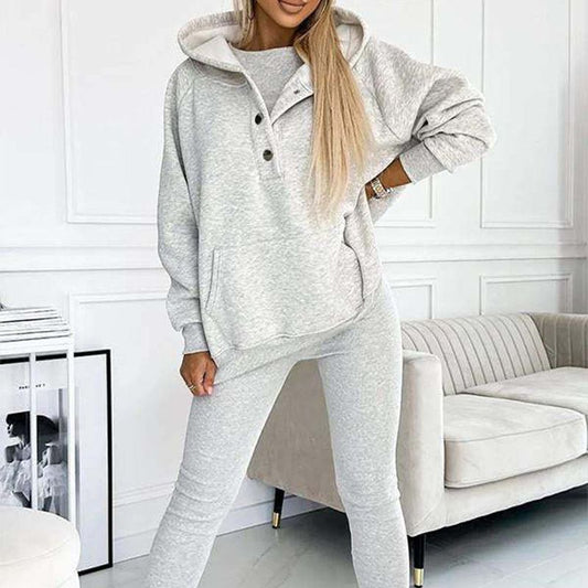 53 % RABATT 💕Damen-Sport-Freizeit-Sweatshirt mit Kapuze + schmaler Weste + Hose, 3er-Set