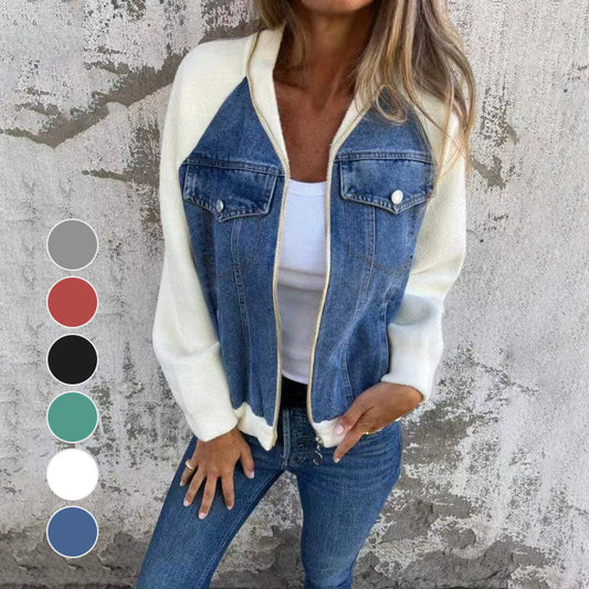 🔥Neue Mode Frauen kreative Denim Spleißen Jacke