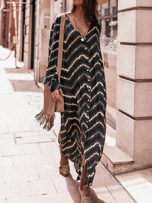 🎁Heißer Verkauf 67 % RABATT⏳Boho Stripe Long Sleeves Dress