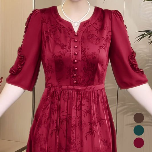 🍂Frühherbst-Specials🌸Mercerisiertes Kleid mit edlem Temperament für Damen mit Kordelzug in der Taille