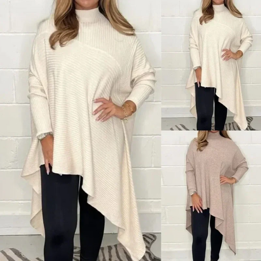 🌸51 % RABATT 💕Damen Casual Knit Solid Unregelmäßiger Rollkragenpullover